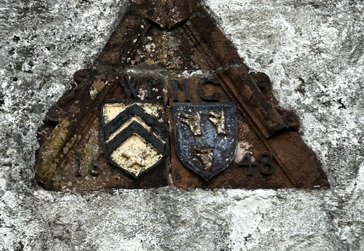 Barscobe Castle MacLellan Coat of Arms over Barn